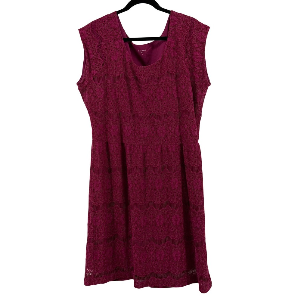 Garnet Hill Dress Floral Lace Overlay‎ 18 Magenta Pink Womens Cocktail Shift